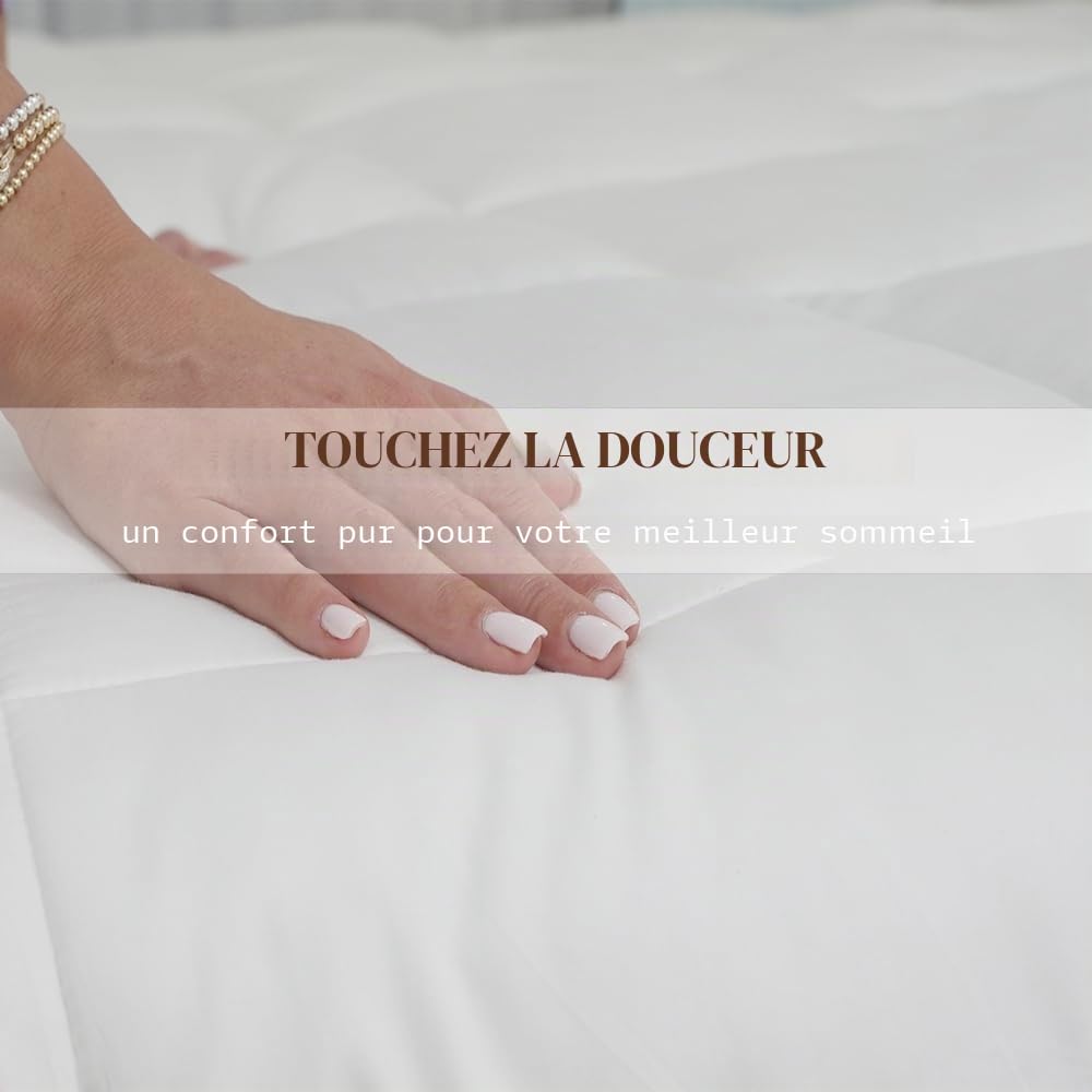 ACCURATEX Couette 4 Saisons 250 g/m² en Microfibre, 200×200 cm, Effet Duvet | Édredon moelleux et gonflant, doux & respirant, fin pour lit 2 personnes, hypoallergénique, 8 attaches d'angle, lavable
