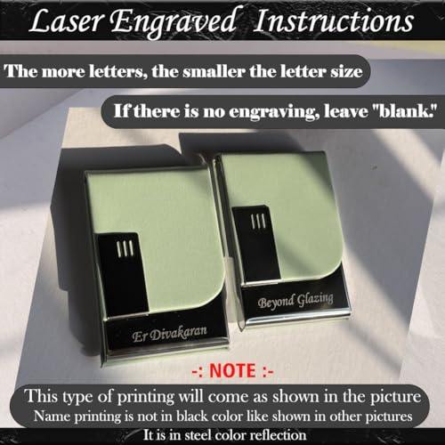 Image of Engraved Your Name Customized On Vertical Card Holder -Luxurious Unisex Design-RFID Blocking Stainless Steel 1 x 10 x 6 cm for Credit|Debit|ATM|Business Visiting Corporate Gift (Green-lit)