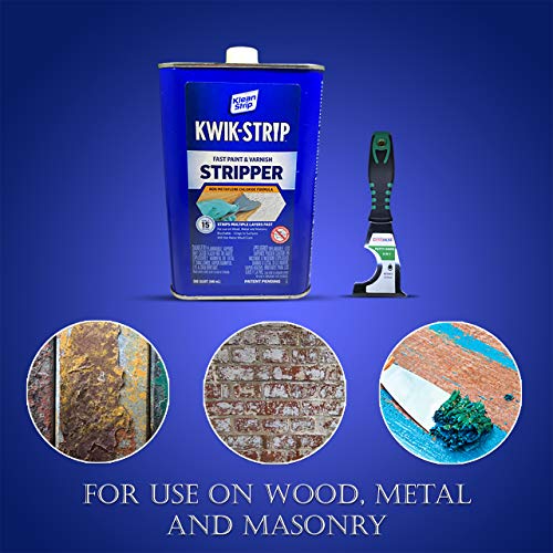 Klean Strip Kwik-Strip Paint & Varnish Stripper Non-Methylene Chloride Formula Fast-Acting Liquid Works 15-mins Strips Multiple Layers of Latex and Oil/Alkyd Plus Putty Knife by Centaurus AZ 1 Quart - Thumbnail 3