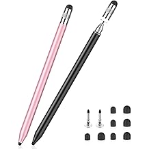ZORBES&reg; 2PCS 3 in 1 Stylus Pens for Touch Screens with 8Pcs Replacement Rubber Tips &amp; 2 Disc Tips, High Sensitivity &amp; Precision Capacitive Stylus Pencil for Apple iPad iPhone