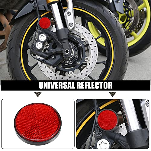 Image of X AUTOHAUX 8 Pcs Round Stick-on Safety Spoke Reflective Self Adhesive Reflector for Gate Posts Cars Trailer Motorcycle Trucks Boat Bicycle Bike Red