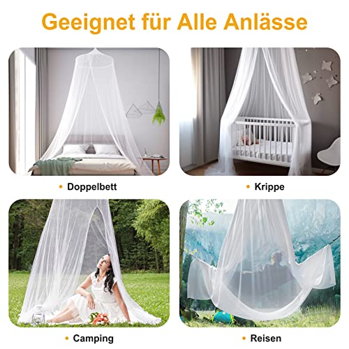 VEVOQIM Moskitonetz Bett für Doppelbett Einzelbett, Großes Moskitonetz Reise Betthimmel Mückennetz Feinmaschiges als Moskitoschutz, Fliegennetz Moskitonetze für Reise und zu Hause Indoor Outdoor