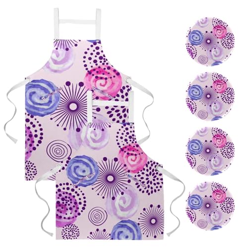 Lot de 2 tabliers de cuisine multicolores avec broches pour bistrot