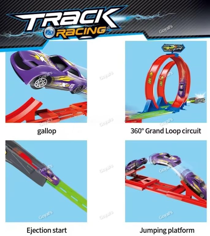 Image of Goyal's Track Racing Car Toy Set for Kids 3+ | 360 Degree Loop Racing Track with Launcher Jump Ramp Inertia Power Car | High Speed Action Stunt Toy (Double Loop Track Racer)