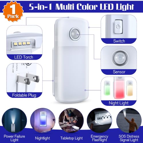 Image of Enhon Emergency Power Failure 5-in-1 Multi Color LED Night Lights, 1 Pack