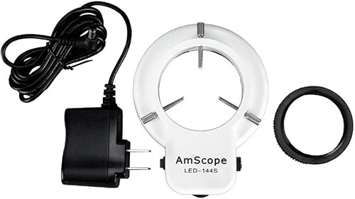 AmScope LED-144S 144 LED Microscopio Ajustable Anillo Compacto Luz + Adaptador