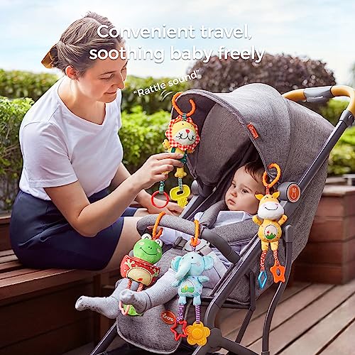 TUMAMA Baby Toys for 0, 3, 6, 9, 12 Months, Handbells Baby Rattles, Soft Plush Early Development Stroller Car Toys for Infant, Newborn Birthday Gifts, 4 Pack by TUMAMA KIDS - Image 3