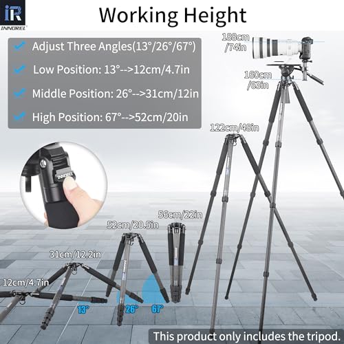 Image of INNOREL RT80C Carbon Fiber Tripod Professional Birdwatching Heavy Duty Camera 20kg max Load Bowl Tripod Birdwatching Camera Stand (Max Tube 32mm, Tripod + Bowl Adapter)