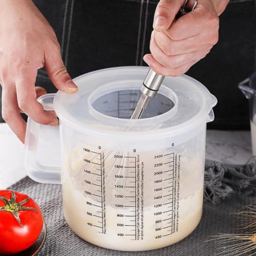 Tazón para mezclar con tapa y medidor PRETYZOOM plástico blanco miniatura 5