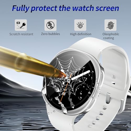 Kimiyaki 2 Pack for Samsung Galaxy Watch 8 44mm Screen Protector Case [Full Coverage], Hard PC Bumper All-Around Protective Accessories for Samsung Watch 8 44mm Built-in Tempered Glass Film - image 4