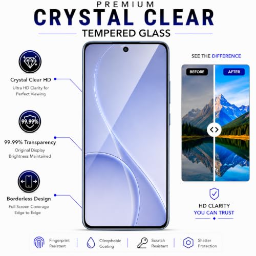 Image of ArmourPro 3D Borderless Tempered Glass for Oppo Reno 15C and Oppo Reno 15, HD Clear Curved Edge to Edge Screen Protector, 9H Hardness, Oleophobic Coating, Case Friendly | Pack of 1