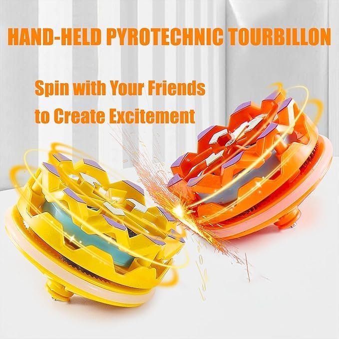 Image of Fingertip Gyro, Handheld Gyroscope, Luminous Spinning Top, Orange, Kids