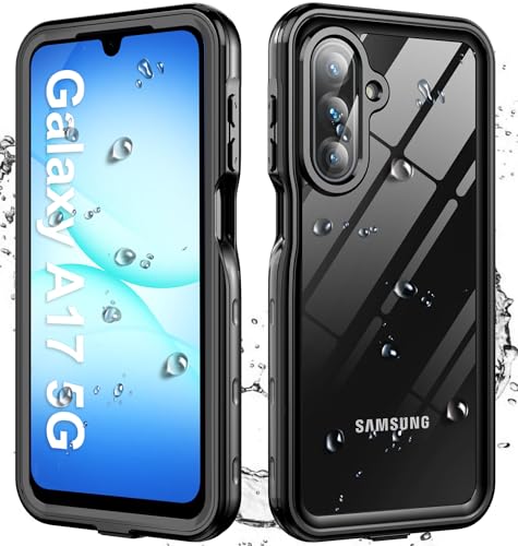 for Samsung Galaxy A17 5G Phone Case Waterproof, [IP68 Waterproof Dustproof] [Built-in Screen Protector] Rugged Full Body Underwater Shockproof Protective Cover for Samsung A17 5G Case, Black