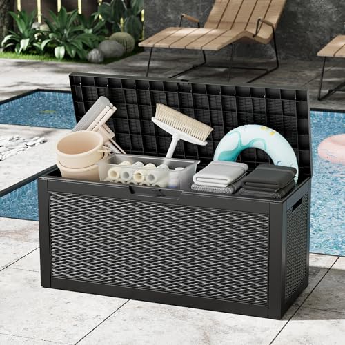 Image of NUNU LAB Outdoor Storage Box 60 Gallon,Package Delivery Box for Outside, Parcel Drop deck boxes waterproof, Lockable Lid Porch Storage Bin For Package Delivery,Patio,House, Curbside