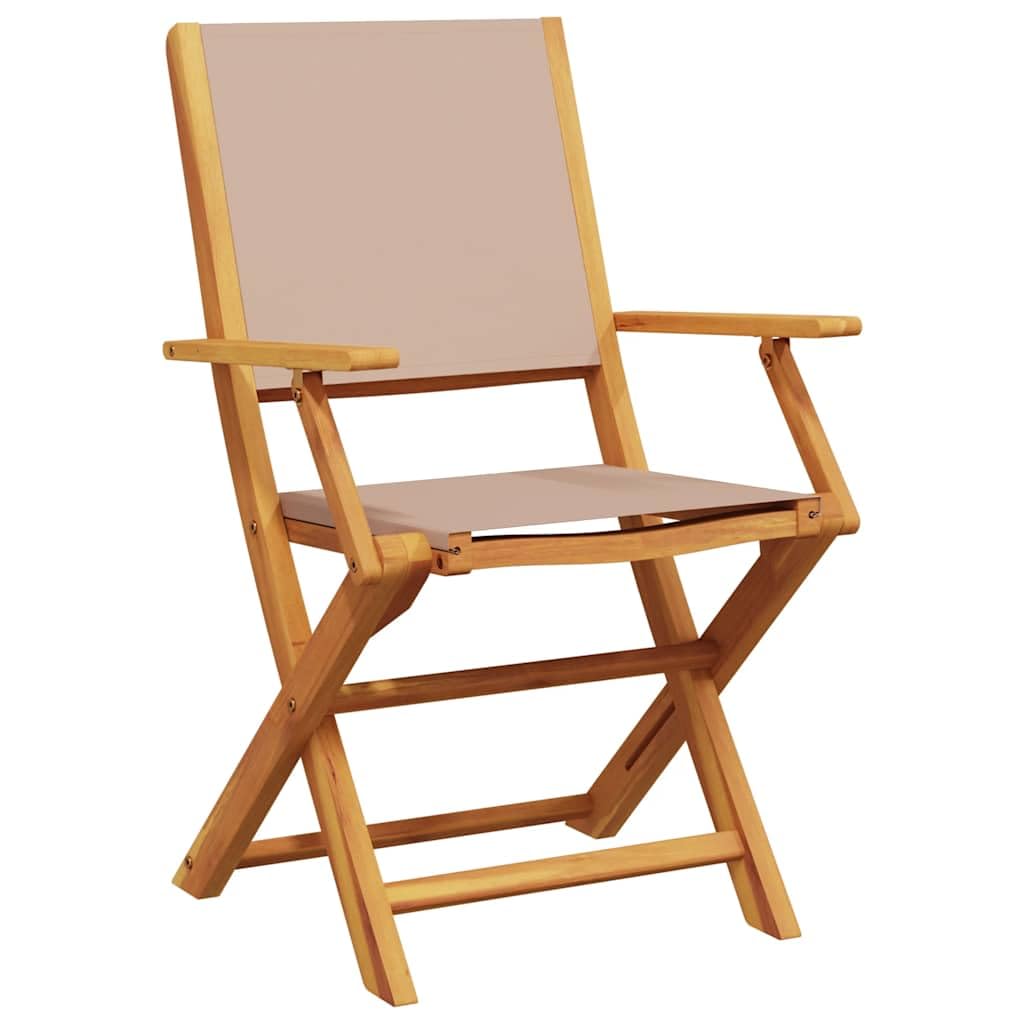 Set Bistro 3 Pezzi Tortora Acacia Massiccio Pieghevole | Robusto legno di acacia resistente alle intemperie, schienale in legno piatto, capacità 110 kg per seduta