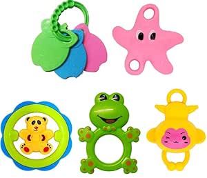 Bright and Colorful 5 Piece Baby Musical Rattle Play Set for Infant,Non ...