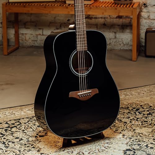 Image of YAMAHA FG800 BL 6-String Dreadnought Acoustic Guitar, Black Finish, Solid Spruce Top, Nato /Okoume Back & Sides, Scalloped Bracing, Right-Handed Guitar for Practice & Performance