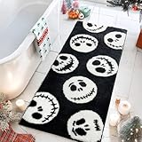 Castage Christmas Bathroom Rugs Black and White Bath Mat for Bathroom Tub Kitchen Bedroom Entryway Long Runner Skull Ghost Shower Rug Horror Decor Cute Cartoon Gothic,24''x59''