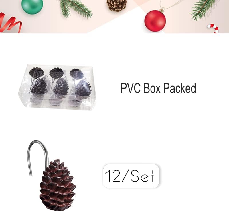 12-Pack Christmas Pinecone Decorative Shower Curtain Hook Bathroom Rod Hook image 5