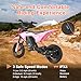 BLAZEGO EK2 Kids Electric Dirt Bike, 350W Motor, 15 MPH Max Speed, 36V 5.2Ah Lithium Battery 12 Miles Max Range, Electric Motorcycle for Kids Aged 5-10, Pink