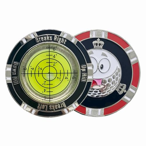 TAPHET Golf Putter Green Readers.Zinc Alloy Round Bubble Level.Precision Reading Aid for Accurate Measurement of Green Slope Putter Aids Golf Accessories Gifts for Men and Women. (Red)