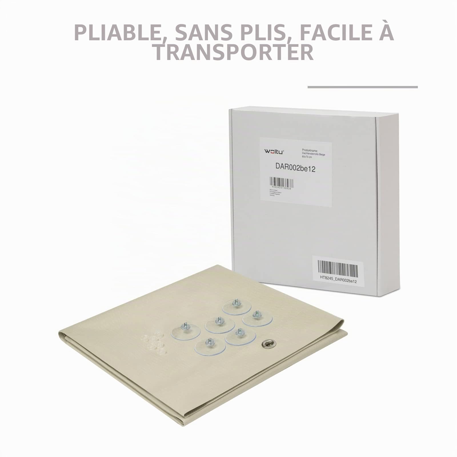 Store Occultant sans Percage pour Fenetre de Toit, Rideau Occultant Thermique avec Ventouses, 60x73cm, Beige
