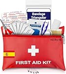 Botiquín de primeros auxilios, botiquin de 50 piez...: 【Duradero y Práctico】La bolsa de rescate contiene un kit de emergencia completo. Ha sido fabricado por una bolsa de nylon de alta calidad con PVC en el interior, resistente al agua, ideal para uso prolongado 【Empaquetado Aséptico】Paquete protector y ...