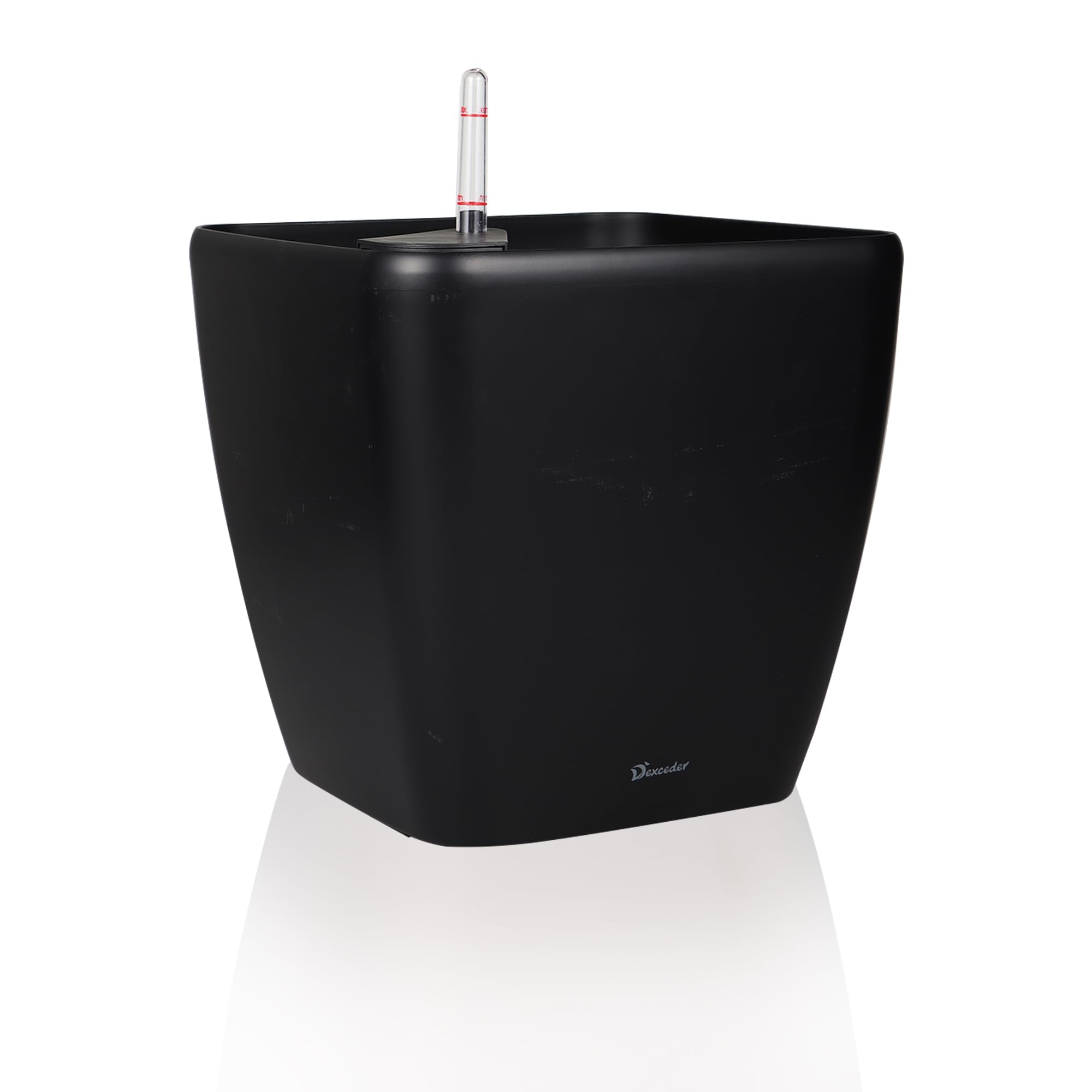 Dexceder 18x17 Self Watering Planter with Wheels Indoor Outdoor, Inner Mat Design, Thickened Large Floor Standing Flower Plant Pot with Water Level Indicator (Black Matte)