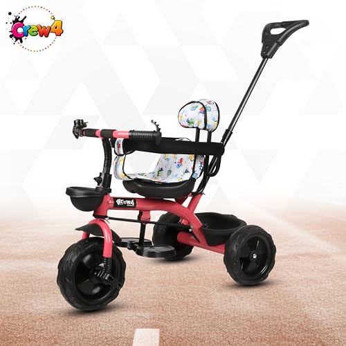 Image of Tricycle 1 Years to 5 Years with Removable Safety Guard and Parental Control Back Side Push Handle with Rubber Tyre for Kid's CR07 (Pink)