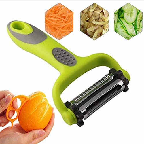 Peeler For Kitchen Multifunction Peelers 2-in-1,Julienne Peeler+Serrated Peeler,Apple Peeler Vegetable Peeler Carrot Potato Fruit Slicer Anti-slip (Green)