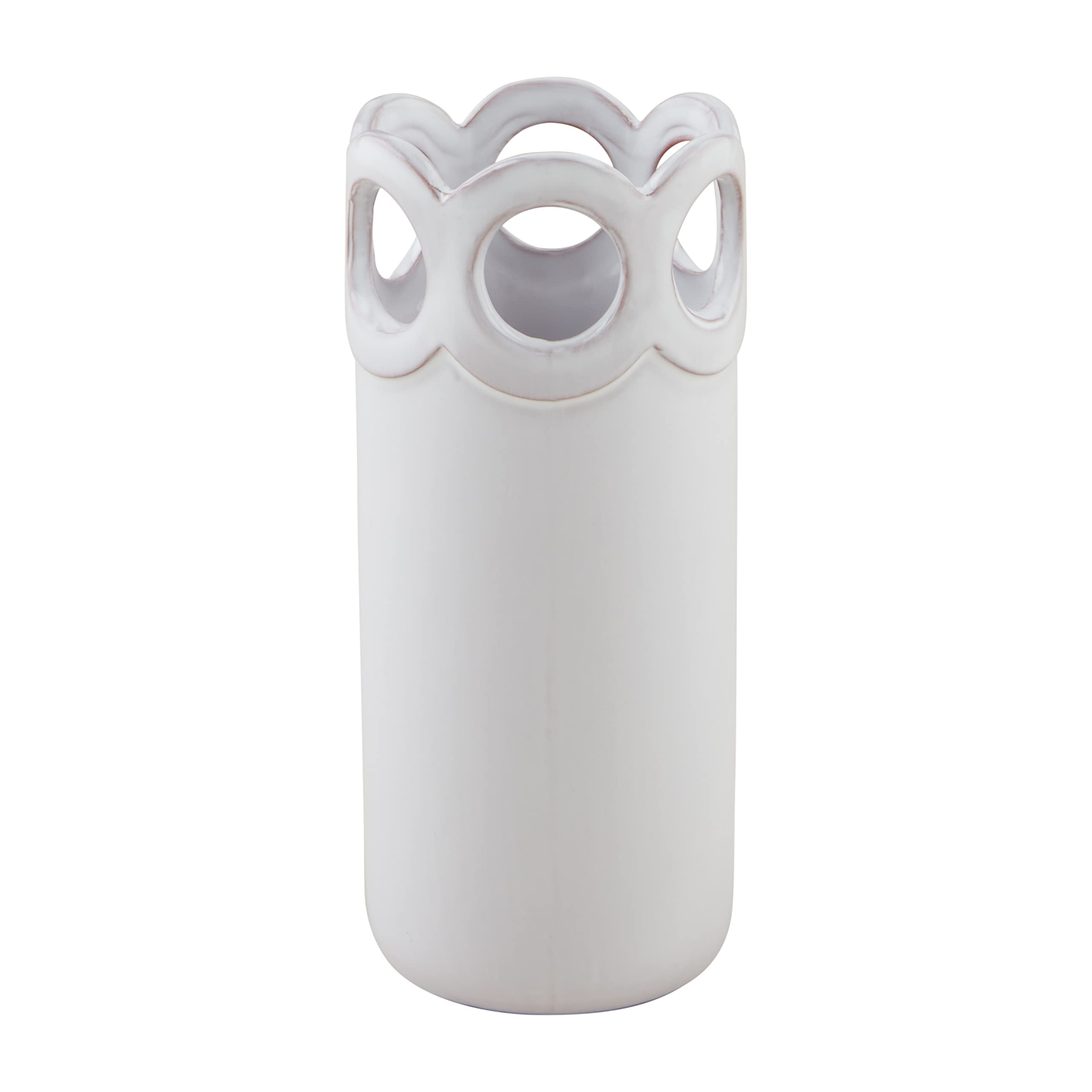 Mud Pie White Scalloped Bud Vase, Large, 6.5" x 2.75"