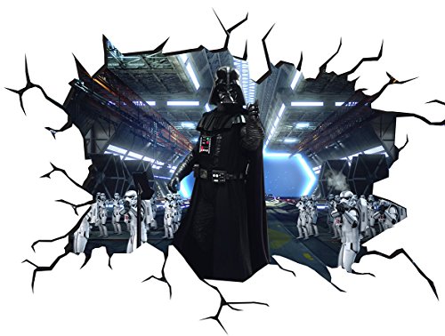 Star Wars Dark Vador V100 Sticker mural autocollant mural Motif craquelé de Dark Vador 1000 mm de large x 600 mm de profondeur (grand)