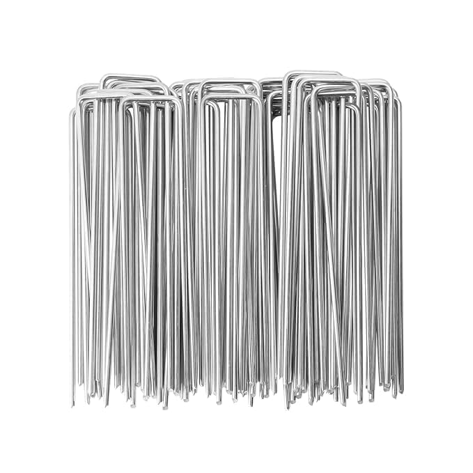 Garden Landscape Staples, Galvanized Steel, U-Shaped Pins, Lawn Securing Stakes (10)-image-24
