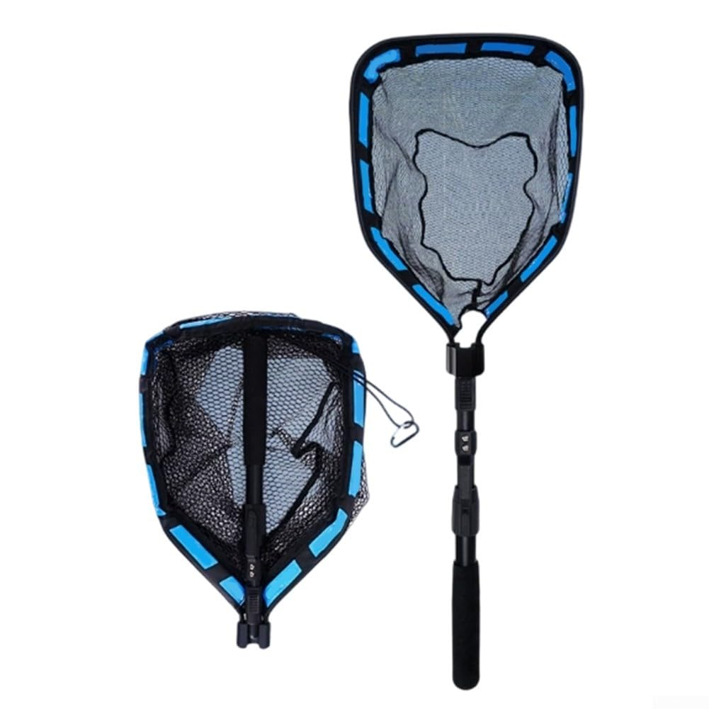 Red de pesca plegable extensible, mango telescópico de 80-100 cm con diseño flotante y cordón para un fácil almacenamiento