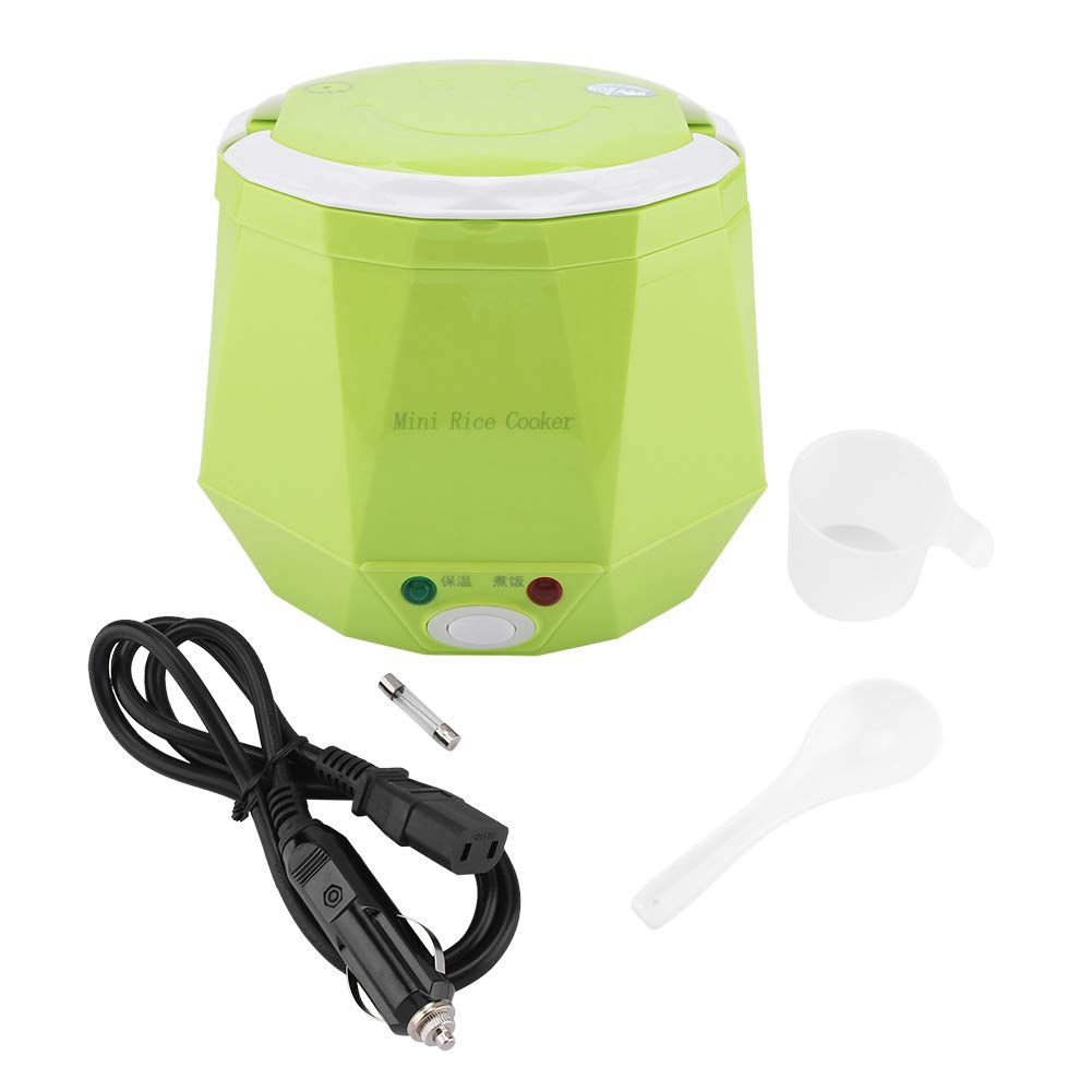 Olla arrocera portátil, mini arrocera, olla eléctrica multifuncional portátil para cocinar al vapor, ideal para viajes, camping, sopas, cereales, avena y guisos de verduras. (Green)