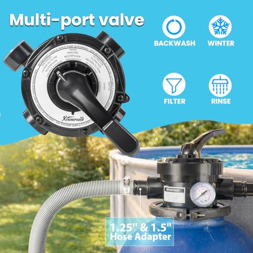 Image of XtremepowerUS 13 inch Sand Filter Pool Pump 3 /4HP, 2,400 GPH, GFCI Timer Plug Included, Multi-Port Valve, Above Ground Swimming Pool Set, Up to 10,000 Gallons, 1-1 /4 inch NPT