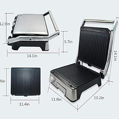 RSTJ-Sjef Kontaktgrill,Doppelseitige Heizung Panini Press Maker,Rostfreier Stahl Leichter Sandwichmaker,Wird Für Panini… – Bild 7
