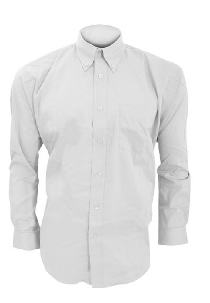 Kustom Kit Oxford Shirt - Mens Long Sleeve, Button Down, White, 17.5inch
