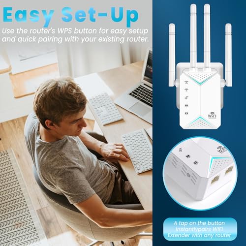 2025 WiFi Extender Signal Booster for Home - 1200Mbps Dual Band, Covers 12880 Sq Ft & 108 Devices, Long Range Internet Booster with Ethernet Port, Easy Setup - Image 5