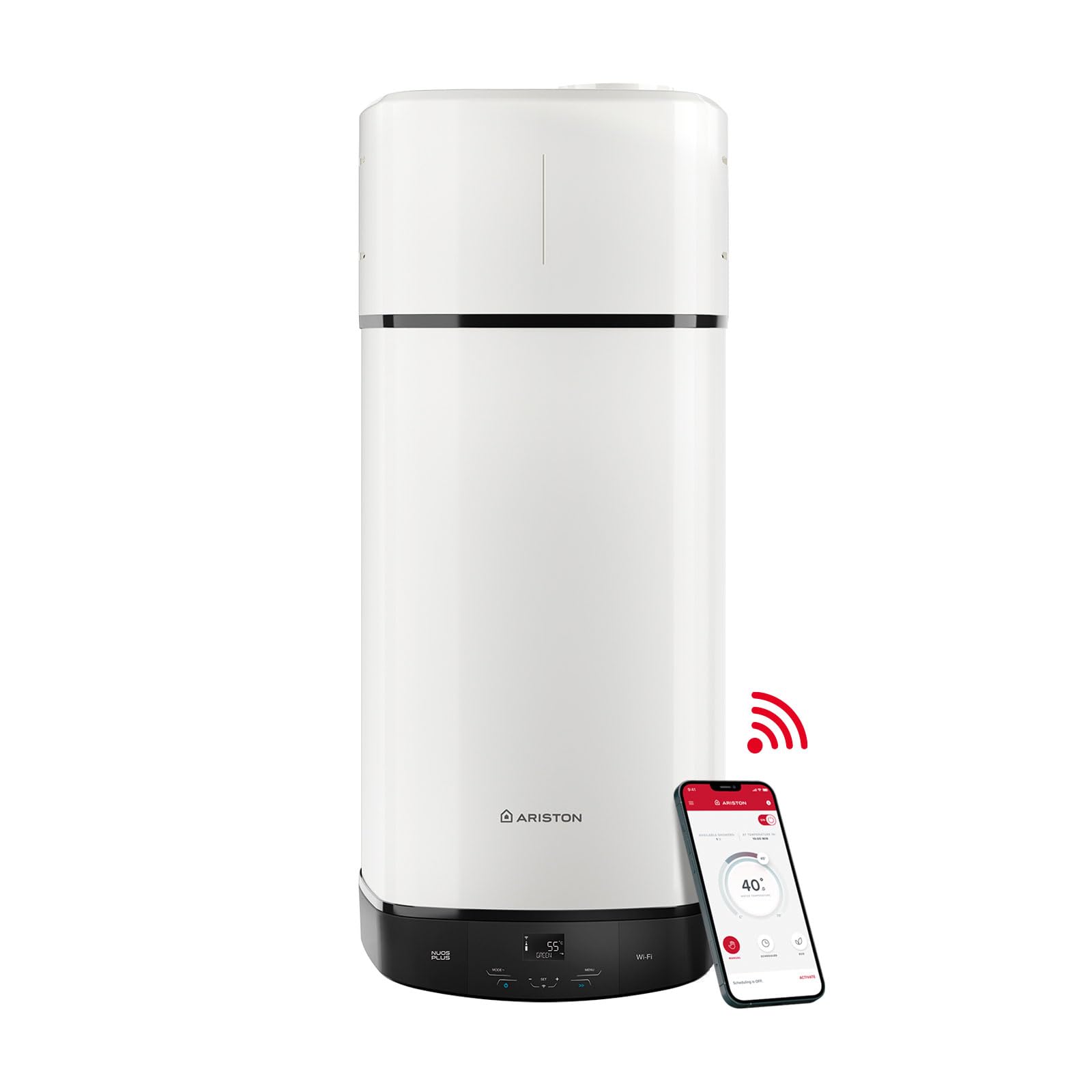 Ariston NUOS PLUS S2 WIFI 80L, Chauffe-Eau Thermodynamique Mural R290, 80% d'Économie d'Energie, Compatible Photovoltaïque, Silencieux 45 dB(A), COP 2.77, Conçu pour être installé en France