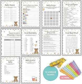 Baby Shower Games (New and Improved) - Ultimate Gender Neutral Kit | Contains