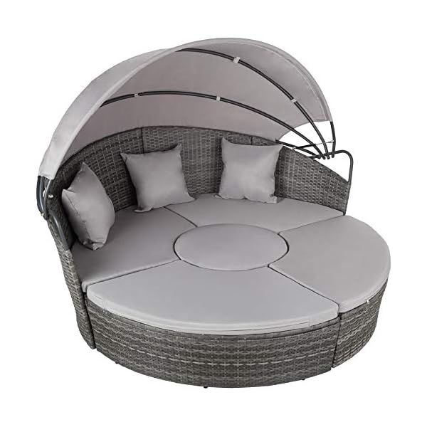 TecTake Aluminium poly rattan sun isle day bed lounger | width: 178 cm