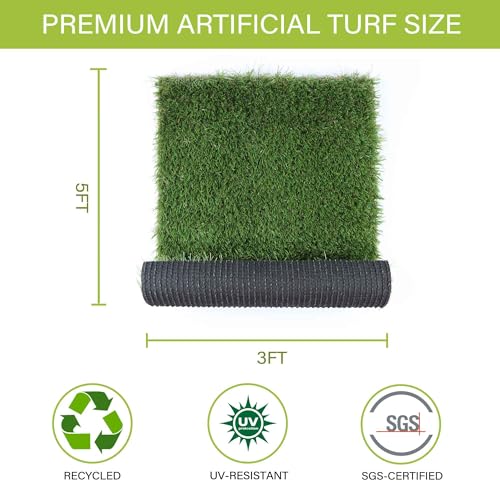 Image of SunTurf Dogs Grass for Potty Training, Artificial Grass for Dogs Puppy Fake Grass Pads 3x5ft Large Supplies Pets Litter Rugs for Puppy Training