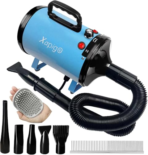 Dog Dryer for Pet Grooming, Dog Blow Dryer and Temperature Control Pet Blower Dryer with 4 Different Nozzles