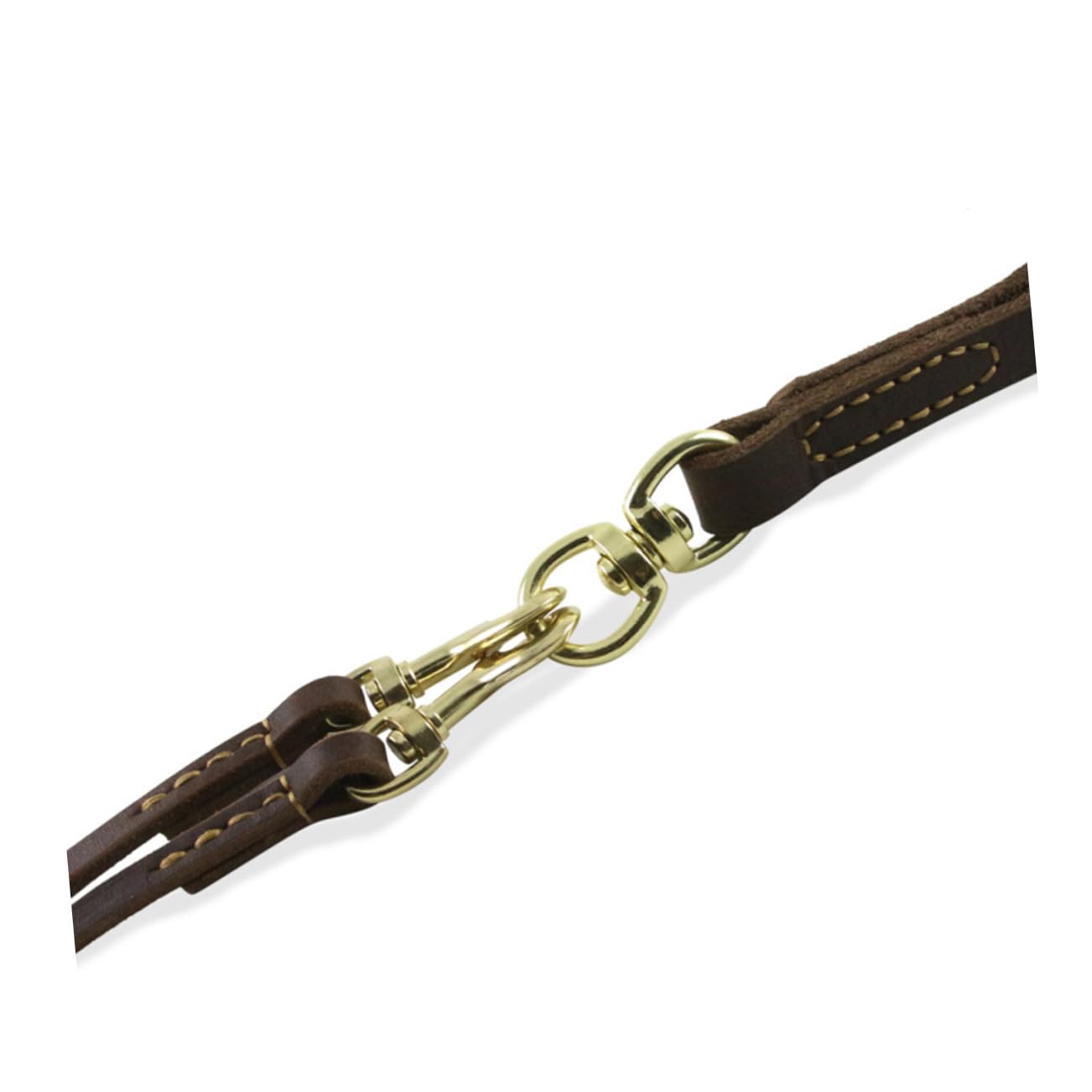 Laisse Double Traction Chien 1, 6x120cm en Cuir de Vache Café