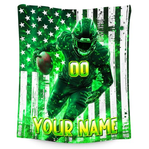 Football Blanket for Boys, Personalized Kids Blanket with Name, Custom Sports Gifts for Kids, Fluffy Flannel Throw for Couch & Sofa, 30"x40"
