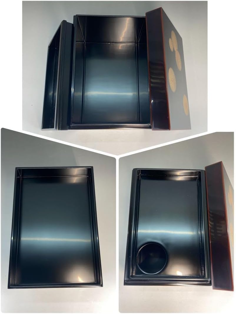 新品【茶道具】［新品］溜塗唐松蒔絵茶箱　唐松蒔絵三点セット（紙箱）美品 新品【茶道具】［新品］溜塗唐松蒔絵茶箱 唐松蒔絵三点セット（紙箱