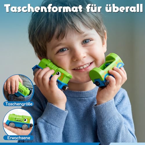 Lehoo Castle Elektrische Lok für Holzeisenbahn, Dinosaurier Batteriezug – Ansicht 5