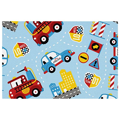 Set de table camion de pompier pour repas enfant propre sur table à manger