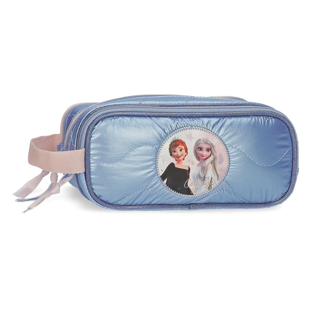 Disney Frozen Seek Courage Estuche Triple Azul 22x10x9 cms Poliéster